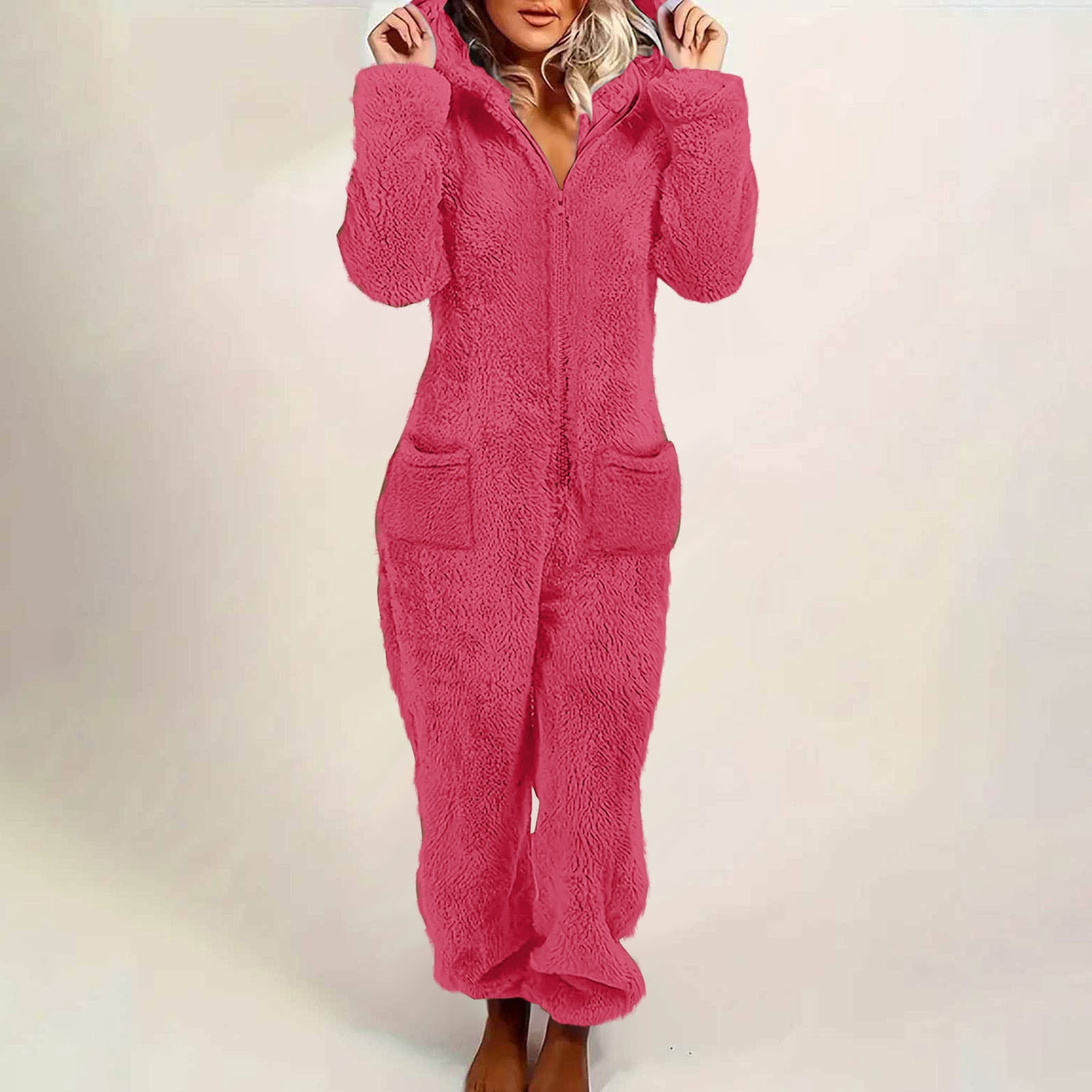 cocolona Womens Winter Onesies Pajamas Fleece Fuzzy Hooded Jumpsuit Soft Comfy Romper Warm Loungewear One Piece Sleepwear