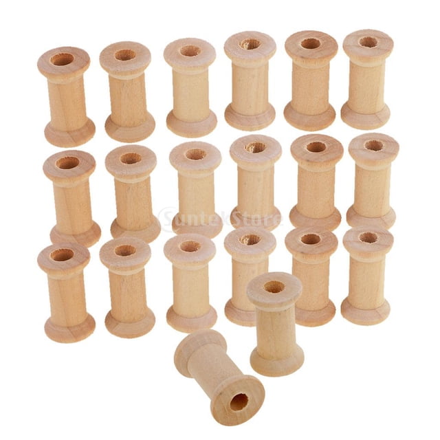 yuksok 100 Pieces Wholesale Wooden Empty Thread Spools Reels Bobbins for Sewing Ribbons