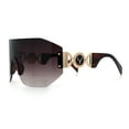 thumbnail image 6 of Womens Oversized Rectangle Rimless Shield Designer Jewel Hinge Diva Sunglasses All Brown, 6 of 8