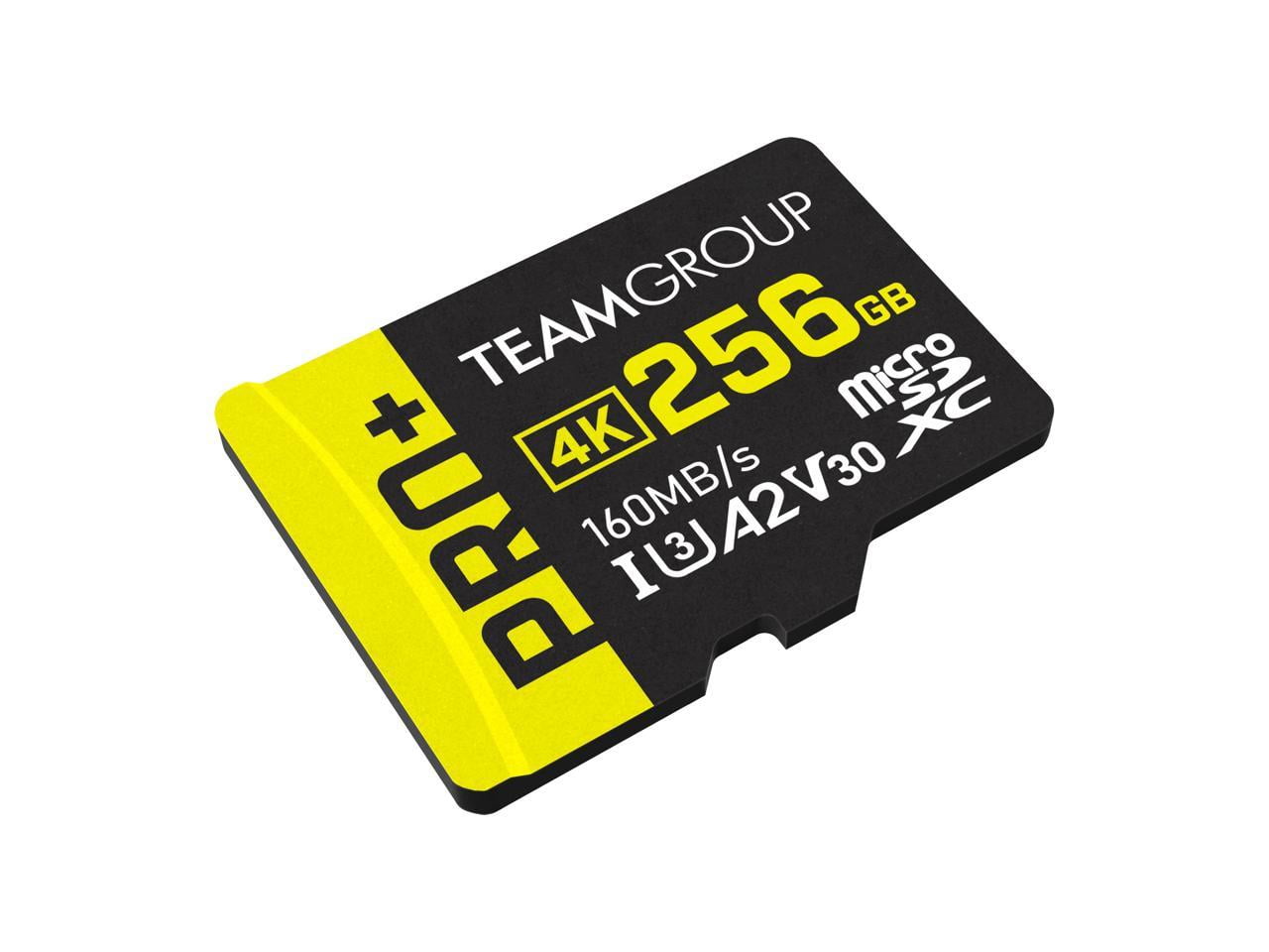 TEAMGROUP PRO+ 256GB Micro SDXC Flash Memory Card with Adapter