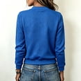 thumbnail image 4 of Cropped Bomber Jacket for Women Textured Lightweight Zip Up Fall Fashion Outerwear Long Sleeve Casual Jackets Blue S, 4 of 9
