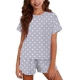thumbnail image 4 of Gamivast 2 Piece Summer Set for Girls Polka Dot Short Sleeve Tee and Comfortable Shorts Lightweight Breathable Fabric for Playwear Casual Pajama Outfit, 4 of 8
