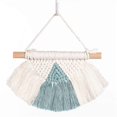 thumbnail image 1 of Tapiz colgante de pared semicircular bohemio de macramé tejido a mano de estilo nórdico con borlas para habitación de niños, dormitorio infantil, A, azul neblina, 1 of 5