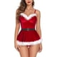thumbnail image 2 of Sexy Christmas Lingerie For Women Santa Babydoll Chemise Red Costume with 4PCS, 2 of 5