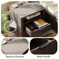 thumbnail image 4 of 18" Wide Fluted Nightstand Set of 2 with Charging Station Modern Wood Bedside Table with 2 Drawers and Open Shelf, Mid Century End Table for Bedroom Living Room Office, Dark Gray, 4 of 10