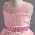 thumbnail image 6 of REORIAFEE First Communion Dress for Girls Lace Tulle Dress Puffy Sundress Sequin Embroidered Layered Dress Rear Zipper Dress Flower Solid Color Dress Crewneck Sleeveless Dress Size 8-9Y Pink, 6 of 9