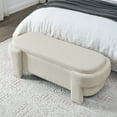 thumbnail image 6 of Triple Tree Wood Upholstered Ottoman Bench with Safety Hinge, Beige, 6 of 9