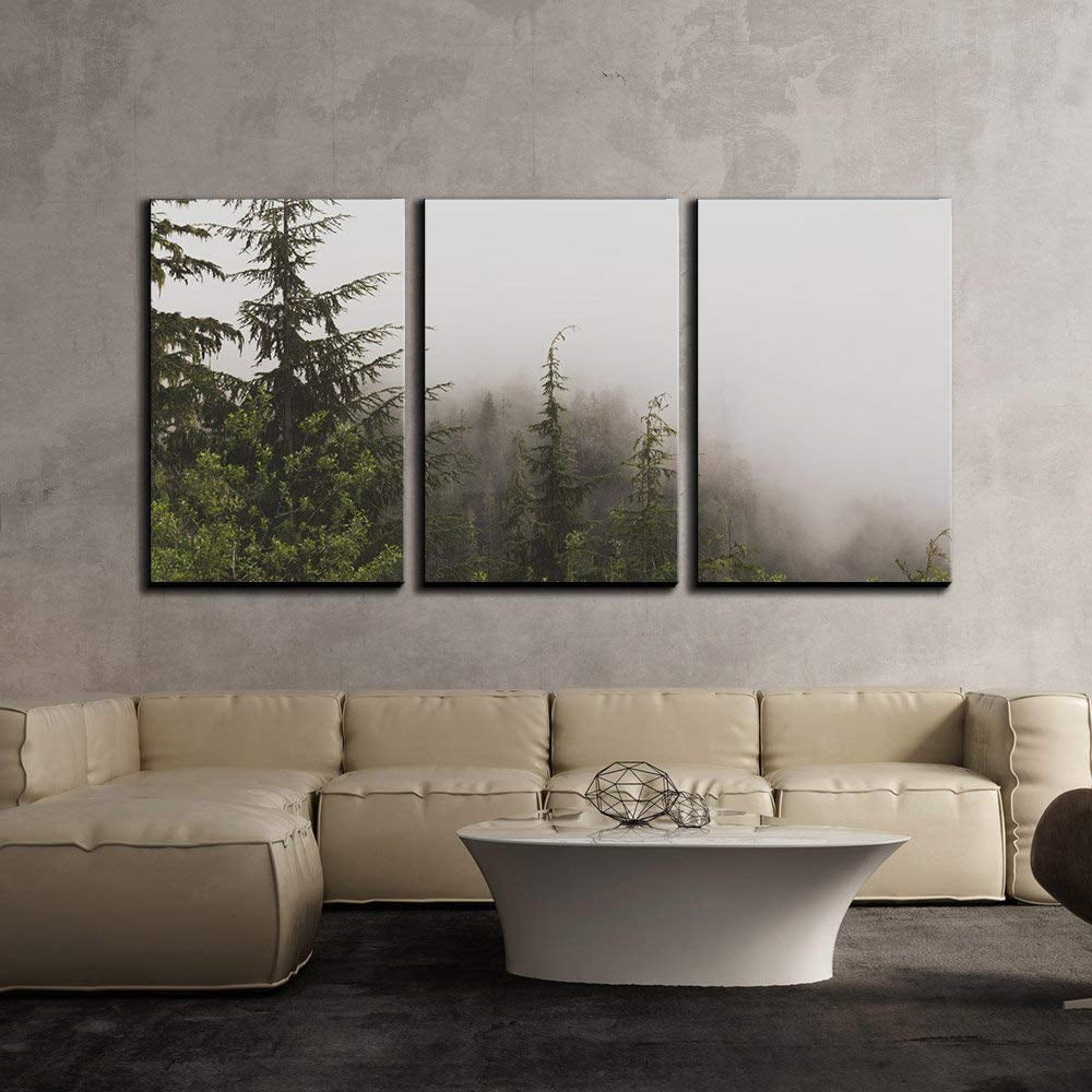 Wall26 3 Piece Canvas Wall Art Pine Tree Forest On A Foggy Day Modern Home Decor Stretched And Framed Ready To Hang 24 X36 X3 Panels Walmart Com Walmart Com