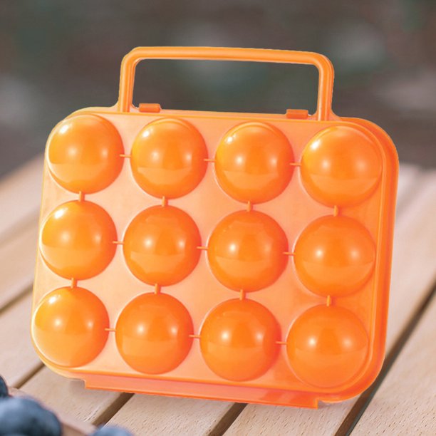 Caja contenedora de huevos de 12 rejillas, caja de almacenamiento portátil para huevos al aire libre con asa (naranja) Likrtyny Para estrenar