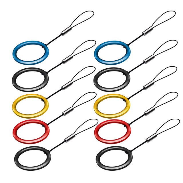 10 Pcs Anti-lost Metal Ring Lanyards Detachable Phone Hanging Rope Finger Strap for Mobile Phone Torchlight Camera (Mixed Color)