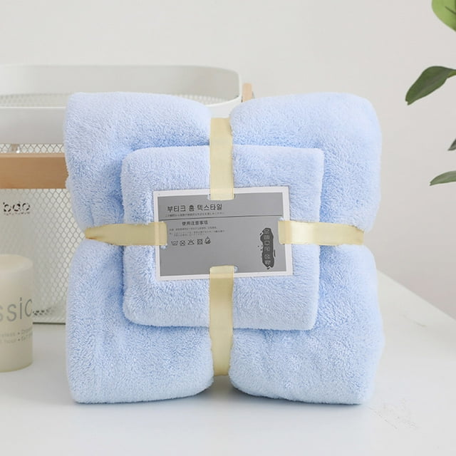 Product Towel Two-In-One Bath Set with Soft High-Density Absorbent Coral Towel for Home Textiles