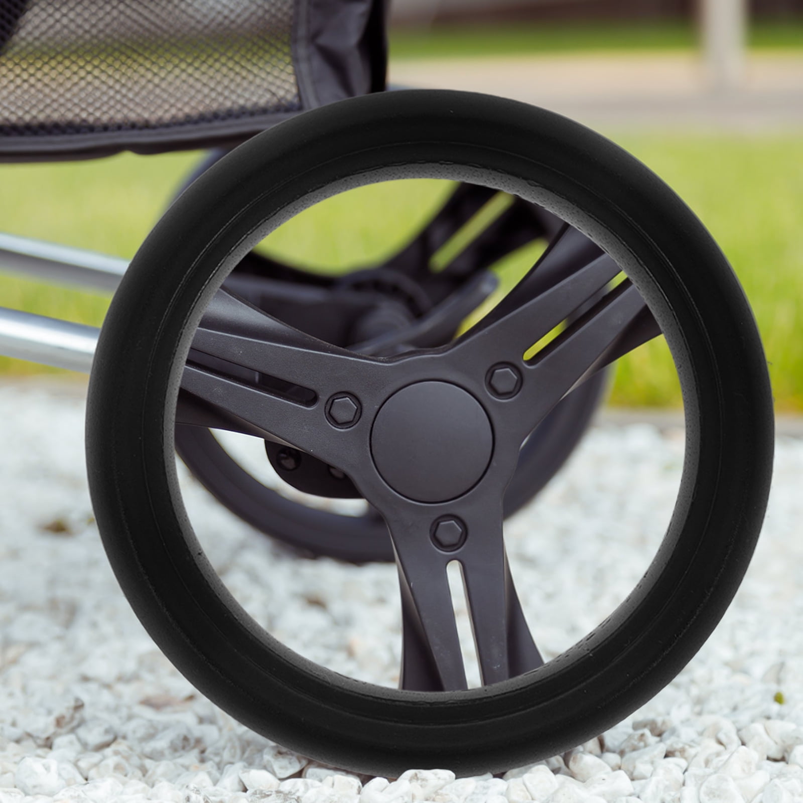 OUNONA Black Smooth Rubber Outer Tire for Stroller Wheel Replacement, Universal Fit Pushchair Wheel Accessory