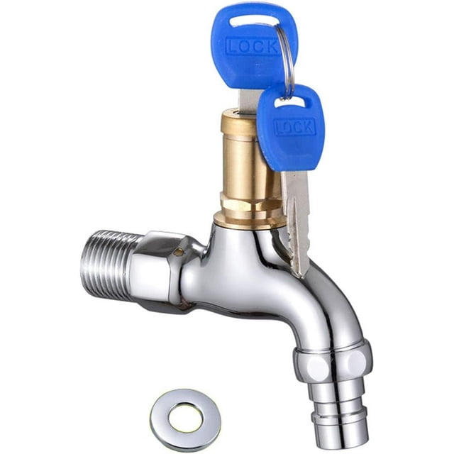 Grifo antirrobo con cerradura de llave, grifo antirrobo de latón, grifo antirrobo para fregadero de exterior, para lavadora