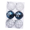 thumbnail image 2 of 6 adornos navideños de bolas, decoración navideña, manualidades, ligeros, para árbol de Navidad. Azul Blanco, 2 of 9