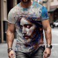 thumbnail image 4 of adaychics Jesus T Shirts for Men Cross Short Sleeve Casual Crewneck Christian Tee Shirt Fashion Clothes for Streetwear, 4 of 5
