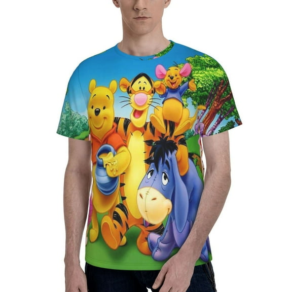 Winnie Mens 3d Graphic Print Shirts Casual Short Sleeve Tee Shirts