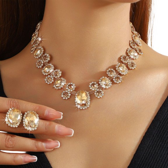 YIEMEEN Stylish Alloy Jewelry Set Featuring Sparkling Crystal And Contemporary Geometry