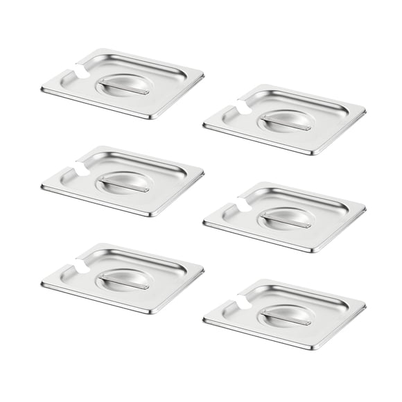 Cubierta para sartenes de hotel HECMAC, tamaño 1/6, paquete de 6 unidades, acero inoxidable