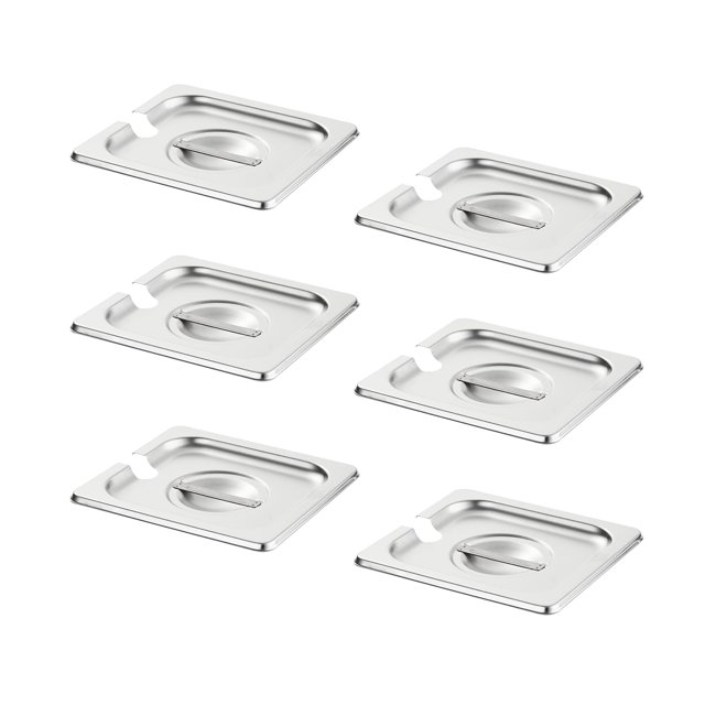 Cubierta para sartenes de hotel HECMAC, tamaño 1/6, paquete de 6 unidades, acero inoxidable