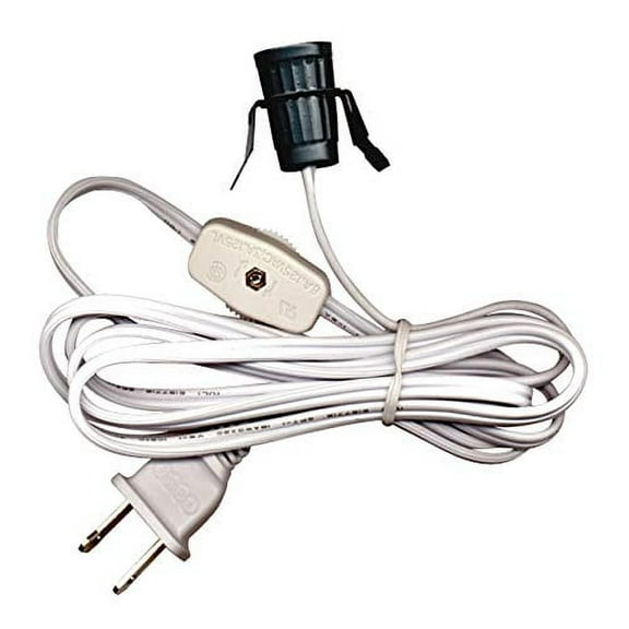 National Artcraft 8' White Heavy-Duty Lamp Cord Set with Clip-In Socket, Switch and Plug (Pkg/5)