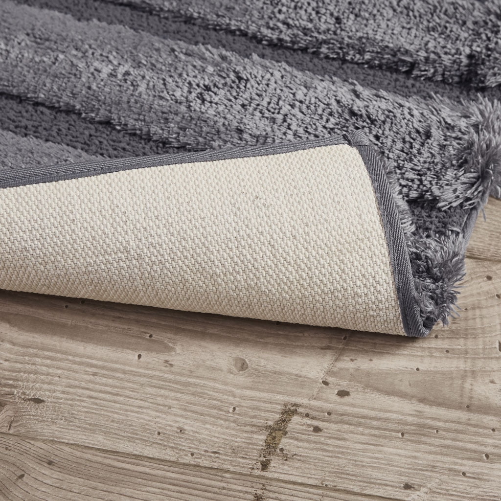 MAYEERTY Shag Bath Rug, Non Slip Bath Mat for Bathroom, 21"x34", Grey, Machine Wash