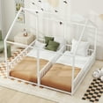 Twin Size Shared Beds, Modern Metal Platform Beds with House Roof Shape