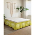 thumbnail image 2 of Yellow Boho Flowers Bed Skirt King Size 18 Inch Drop, Vintage Abstract Watercolor Yellow Bohemia Floral Adjustable Elastic Dust Ruffles Bedskirt for King Bed Wrap Around Pleated Mattress Frame Cover, 2 of 9