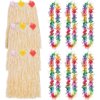 Party City Rainbow Luau Hula Skirt Costume Accessory Supplies for 8 Adults, Include Mini Hula Skirts and Tinsel Leis