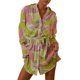 thumbnail image 1 of VISgogo Vestido de camisa con botones para mujer, mini vestido plisado de manga larga con cuello en V y cinturón VISgogo moda, 1 of 9