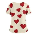 thumbnail image 3 of Iaqnaocc Valentine Scrubs for Women Funny Love Heart Print Nurse Uniforms Trendy V-Neck Scrub Shirt Party Short Sleeve Medical Workwear with Pockets Beige 2XL, 3 of 4