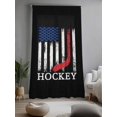thumbnail image 2 of Sheer Curtains 108 Inches Long, Black American Flag Semi Sheer Curtains Light Filtering Window Treatment, Abstract Red Hockey Stripes Us Flag Privacy Voile Drapes for Living Room Bedroom 52x108 Inch, 2 of 7