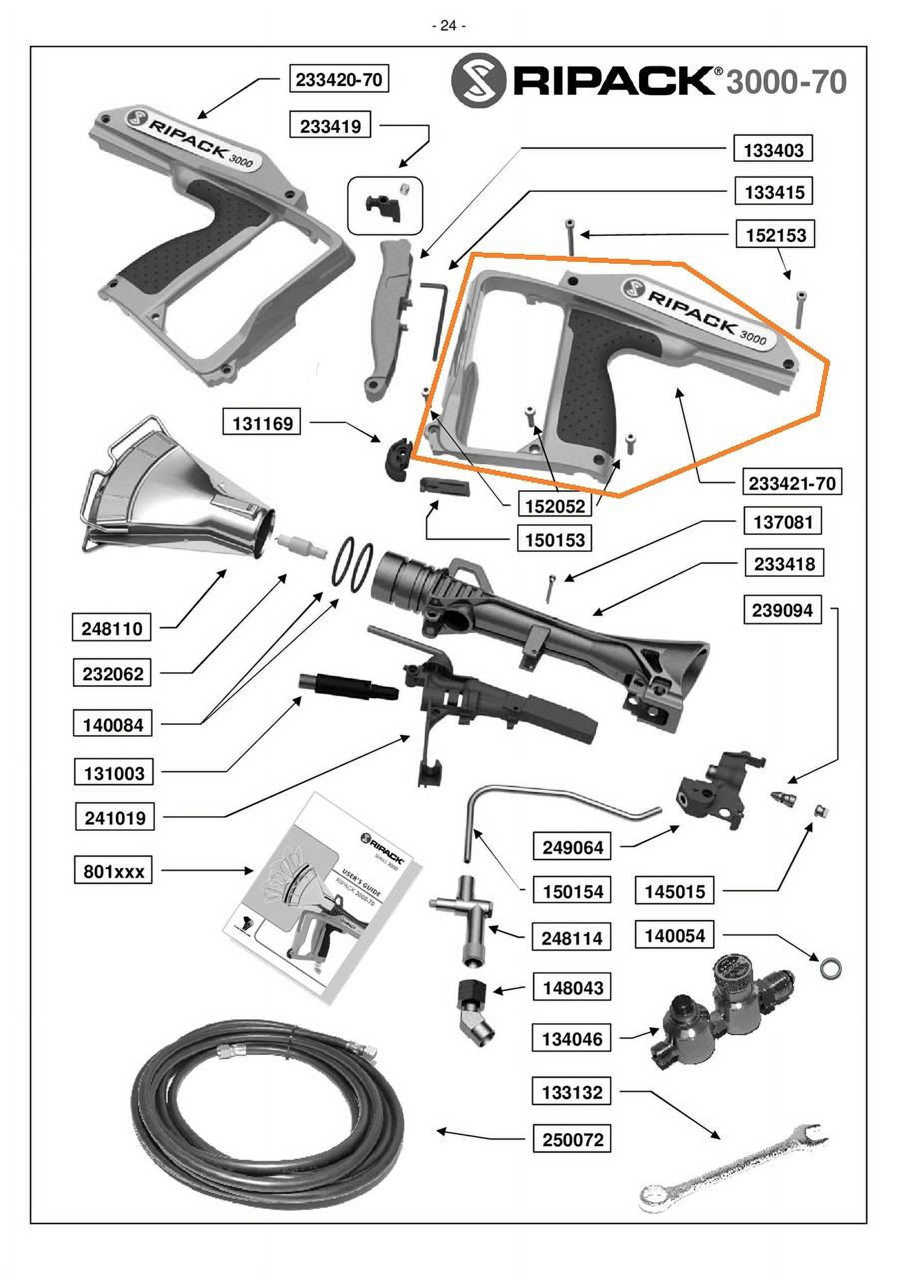 Ripack 3000 Heat Gun Half Handle - Left with Label - Part #233431-70