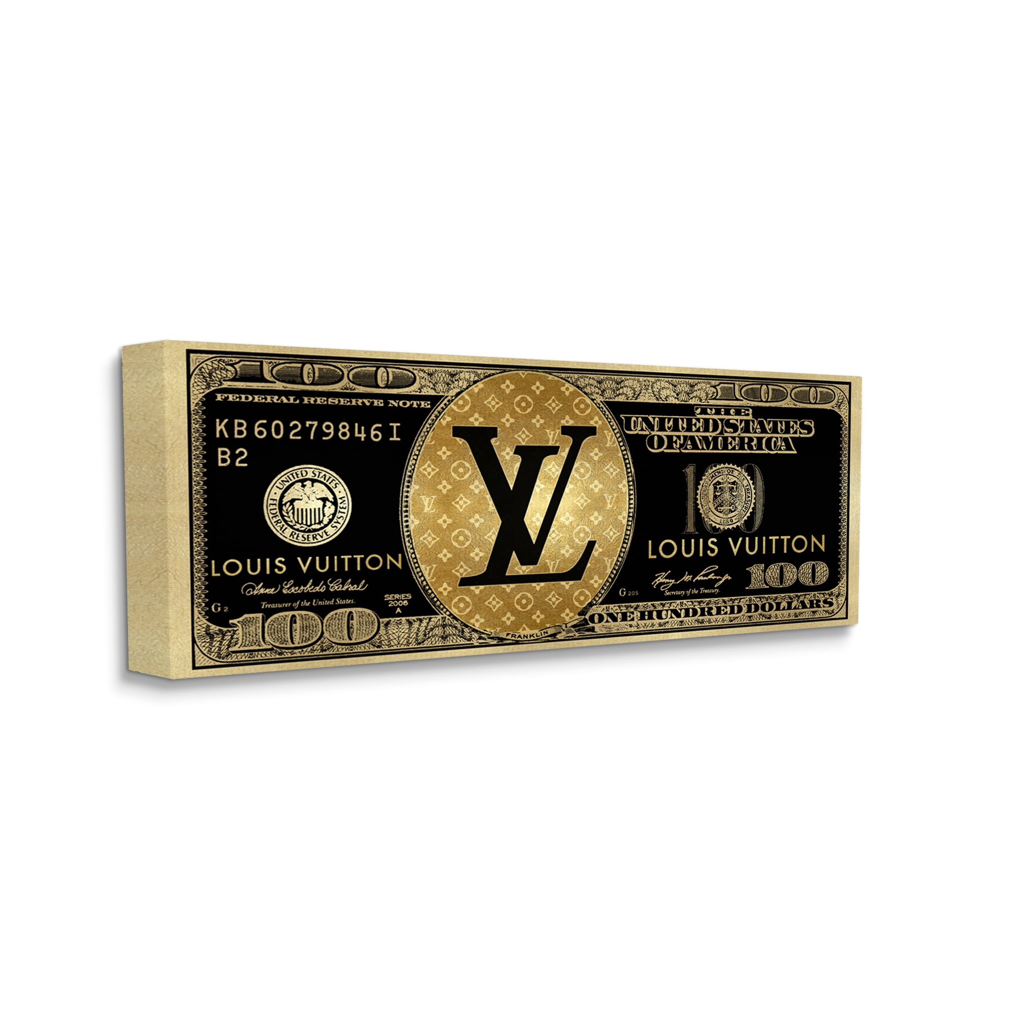 Stupell Industries Glam Brand Dollar Bill Beauty & Fashion Painting Gallery Wrapped Canvas Print Wall Art, 30 x 13