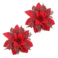 thumbnail image 2 of kiskick Bright Color Artificial Christmas Flower Set - Increase Atmosphere Decorative, Christmas Decoration 3 Dimension Contrast Color Glitter Simulation Flower for Christmas (2 Pcs/Set), 2 of 8