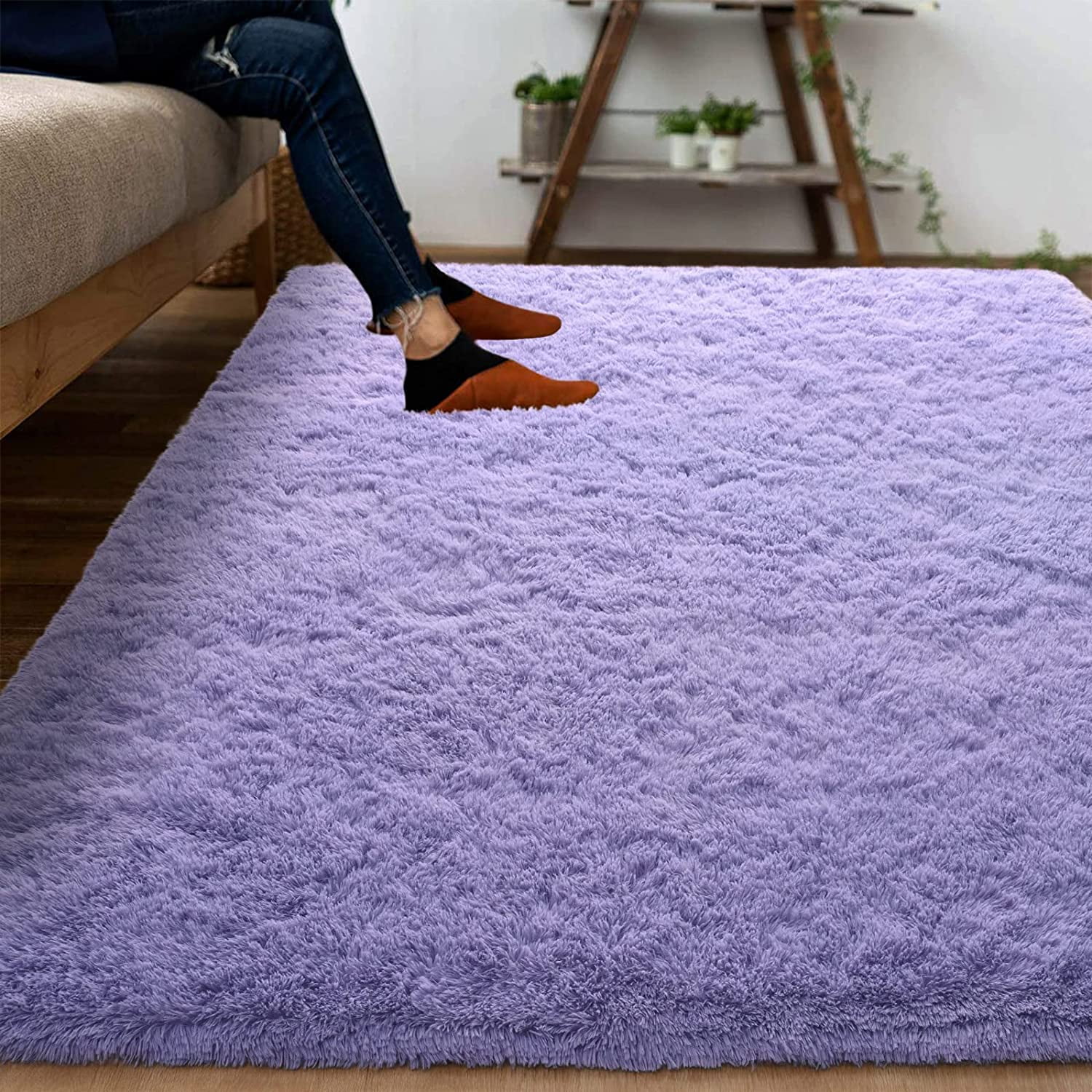 Lochas Soft Rugs Indoor Modern Area Rug Fluffy Carpets for Living Room Bedroom Home Decor Nursery,6'x9',Lavender Purple