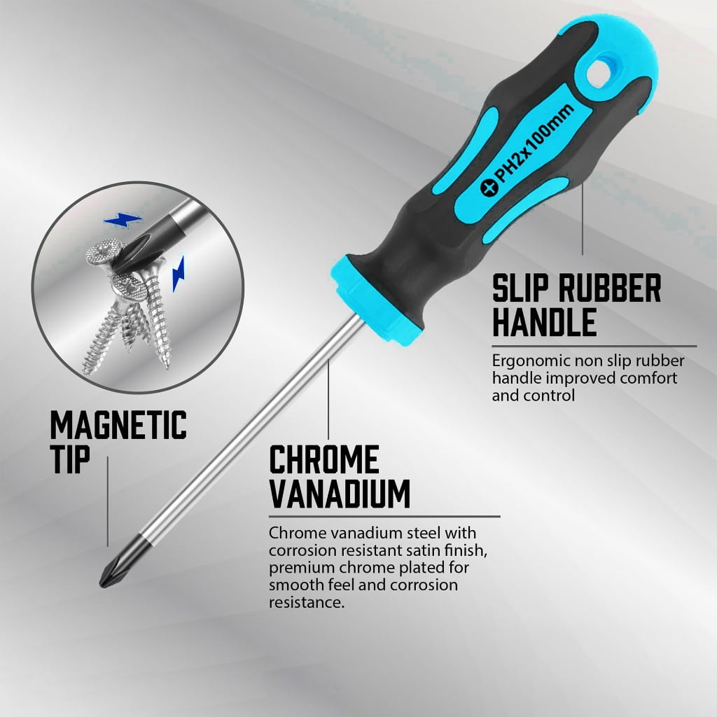 Tizuqe Professional Magnetic Screwdriver Set 12 Part Steel Permanent Shafts