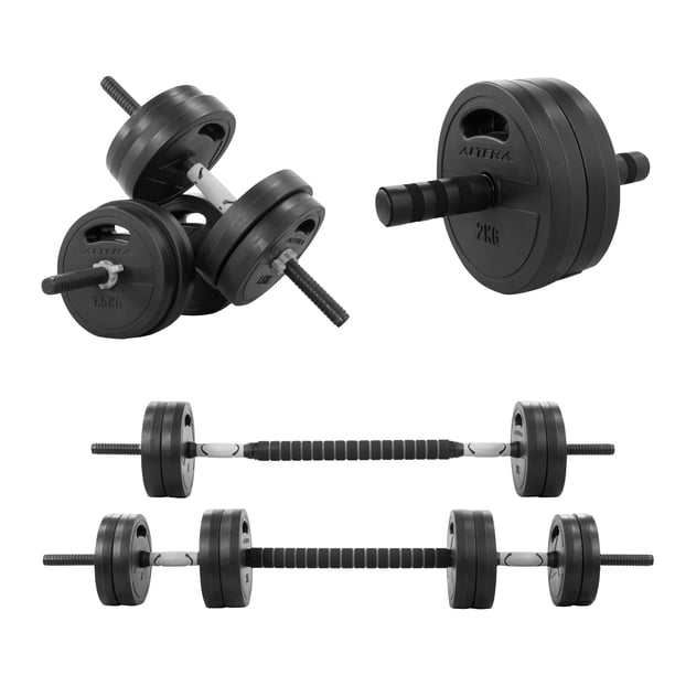 Set de Mancuernas Ajustables Altera 15 kg con Barra Recta y Discos Intercambiables