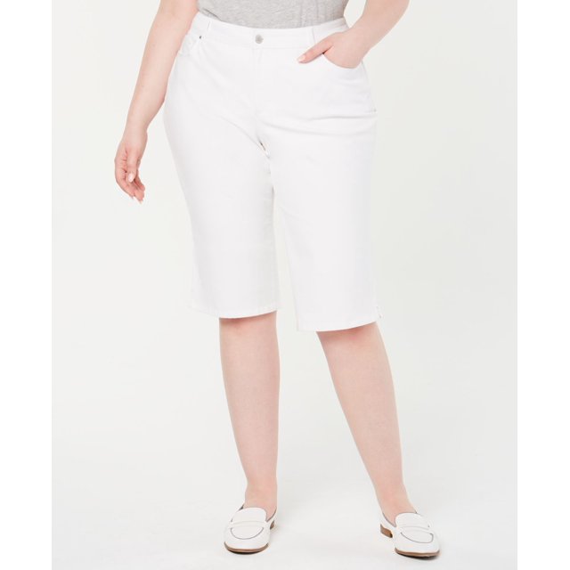 Charter Club Jeans Capri Taille Mi-Haute en Denim pour Femmes Plus, Blanc, 14W