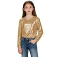 thumbnail image 4 of FAWUUDO Girls Short Sleeve Sequin Shirts Party Glitter Sparkly Tops Blouse, 4 of 8