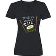 thumbnail image 3 of Inktastic This is How I Roll- Cute Sushi Women's V-Neck T-Shirt, 3 of 5