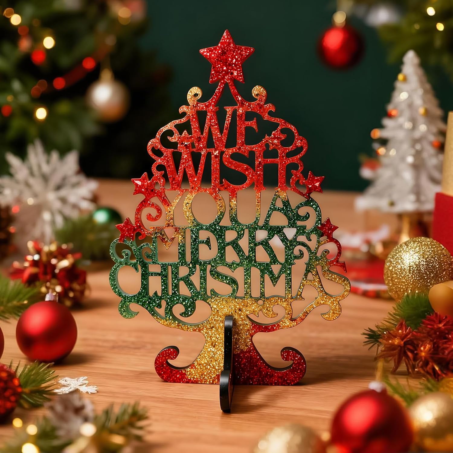 ABCISI DIY Christmas Tree Resin Molds Set, Alphabet Tree Silicone Mold, Ornament Pendant Epoxy Resin Molds for Resin Crafts, Decorative Desktop Handmade Gift for Xmas