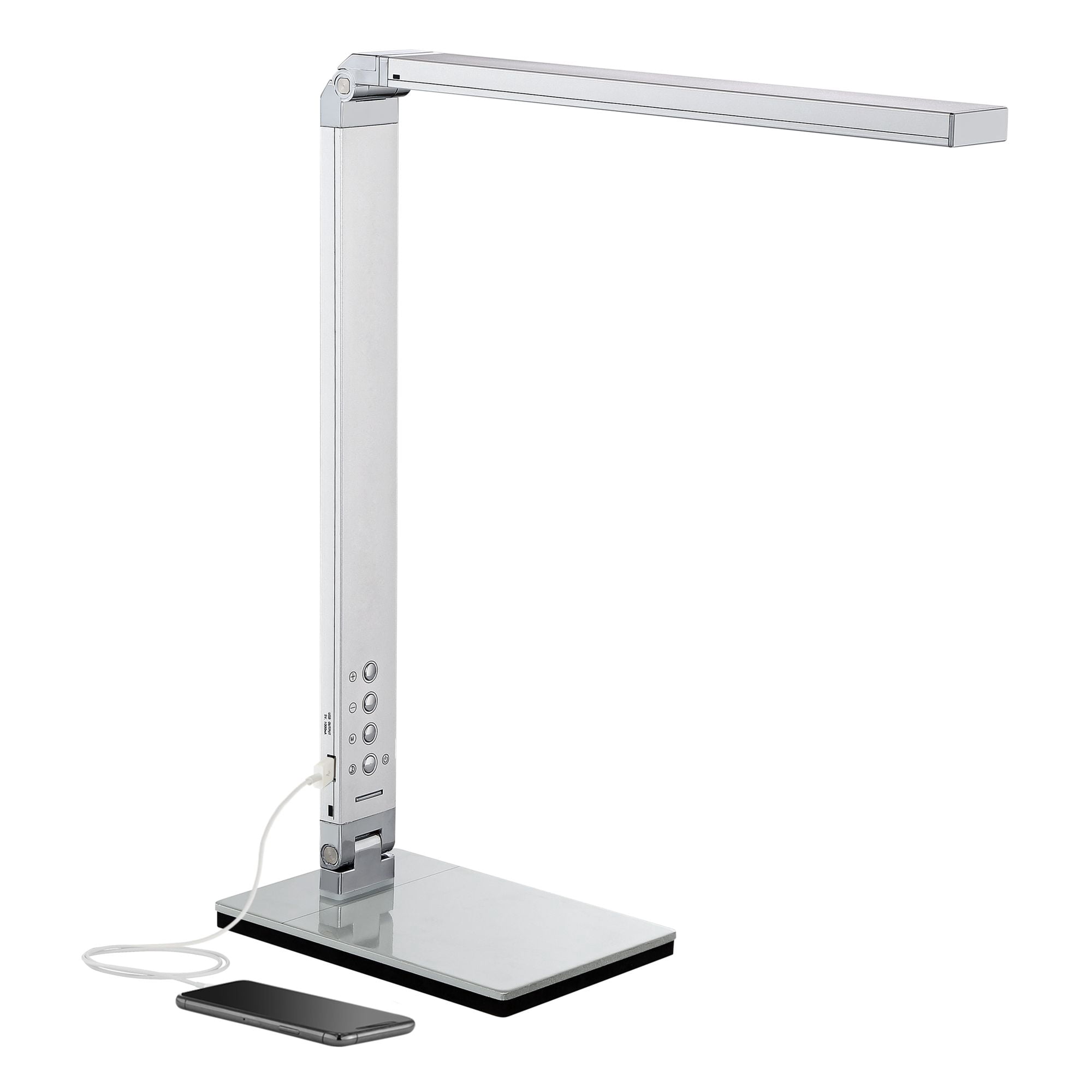 360 Lighting Jett Modern Desk Lamp 16 1/2" High Silver with USB Port and Nightlight LED Dimmer Touch On Off for Bedroom Bedside Nightstand Family Home