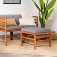 thumbnail image 5 of Modular Outdoor Brown and Grey Acacia L/R Chairs + Ottoman by Walker Edison, 5 of 11
