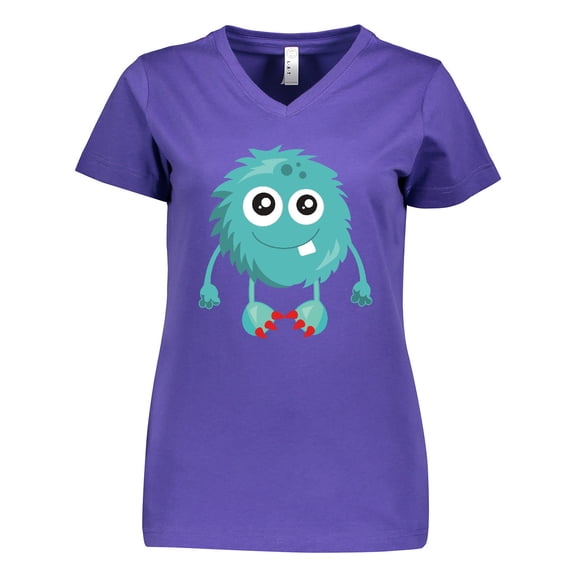 Inktastic Furry Monster, Blue Monster, Cute Monster, Silly Women's V-Neck T-Shirt