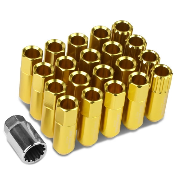 DNA Motoring LN-ZTL-9023-125-GD 16 Piece M12 x 1.25 Aluminum Alloy Wheel Lug Nuts   4 x Lock Nut   1 x Lock Nut Key (Gold)