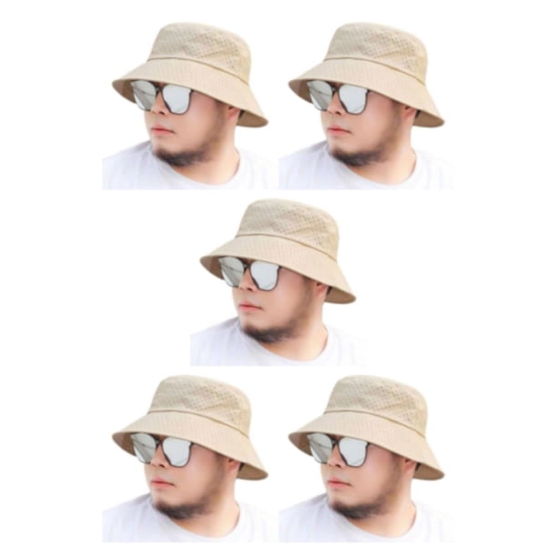 Minnieouse Sombreros de protección solar ligeros y cómodos para hombres Sombrero de pescador de poliéster funcional Sombrero para el sol caqui Type2 NO2