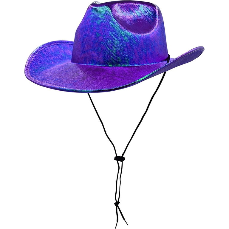 Holographic Cowboy Hat Bachelorette Party Favors Purple 