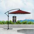 thumbnail image 3 of Outsunny Parasol de Jardin 9,7 Pi Pare-Soleil Parasol Banane Déporté Rouge Vin, 3 of 10