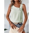 thumbnail image 5 of Women'S Button Asymmetrical V Neck Striped Print Blouses Casual Sleeveless Tank Top Summer Shirt Tops Light Green XL, 5 of 7