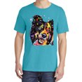 thumbnail image 2 of Wild Bobby,Neon Rainbow Happy Cute Dog Dog Lover Garment-Dyed Washed Look Short Sleeve Tees, Blue Lagoon, Small, 2 of 3